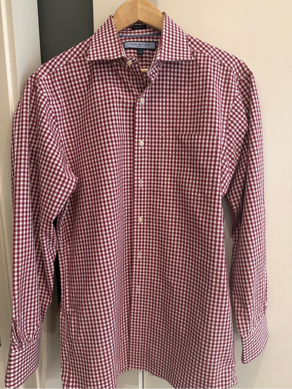 Tommy Hilfiger Men's Red Gingham Button-Down Dress Shirt